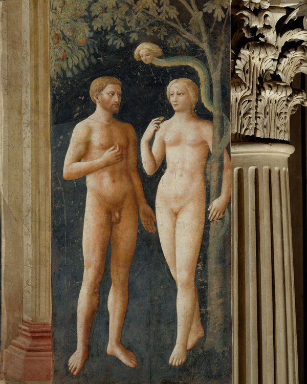Masolino, Tentazione di Adamo ed Eva (1424-1425), affresco. Firenze, chiesa del Carmine, cappella Brancacci